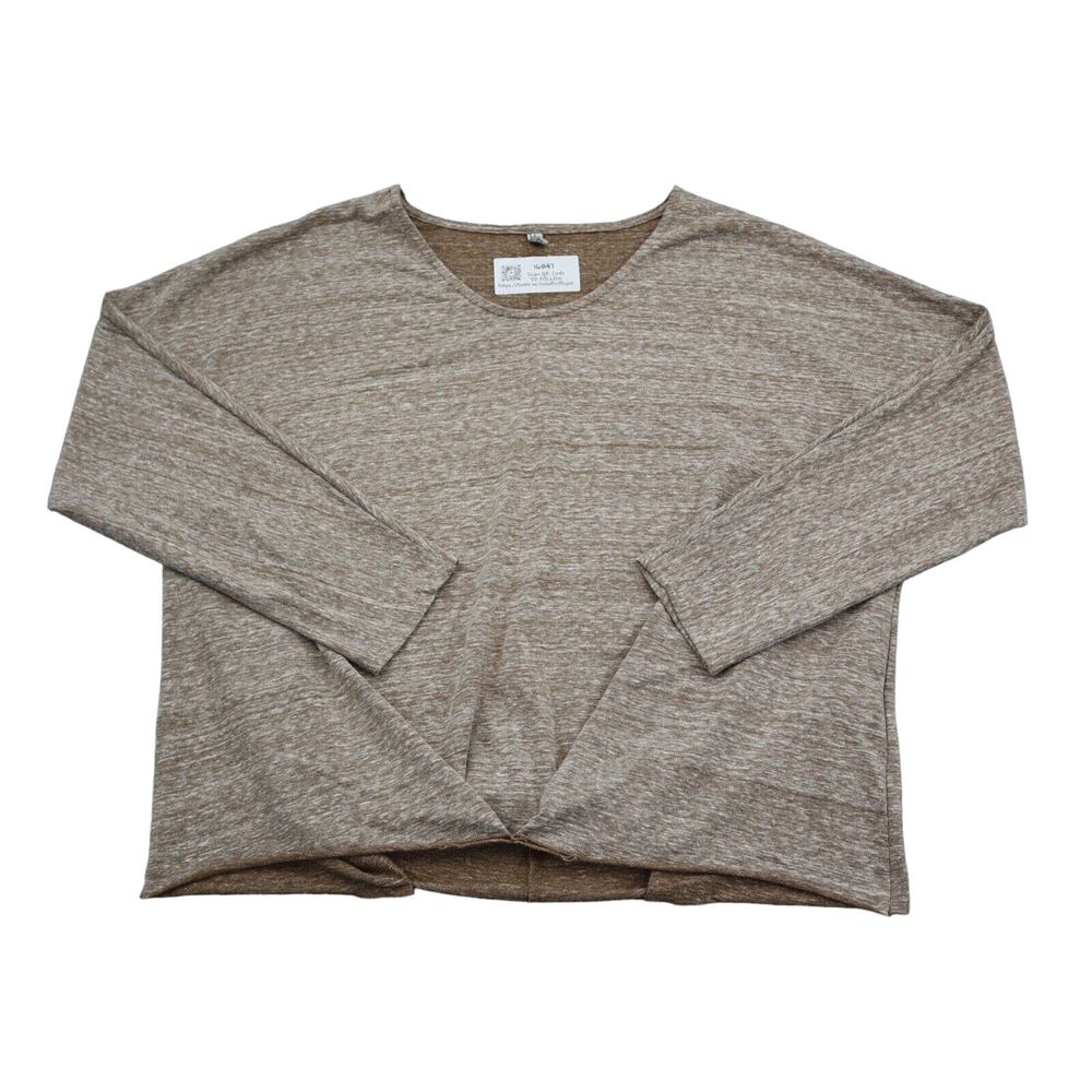 Misslook Shirt Womens XL Brown Long Sleeve Round Neck Casual Top